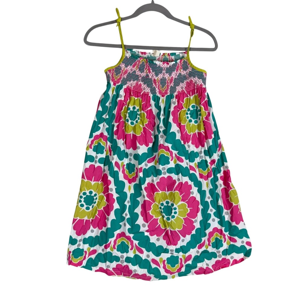 Mini Boden Dress Girls 11-12Y Multicolor Floral Smocked Sundress Cotton